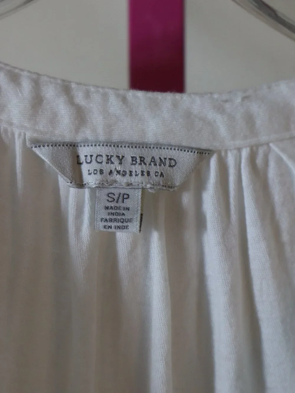 Lucky Brand Cotton White T-shirt with Embroidered White design, Size Small - Picture 2 of 4